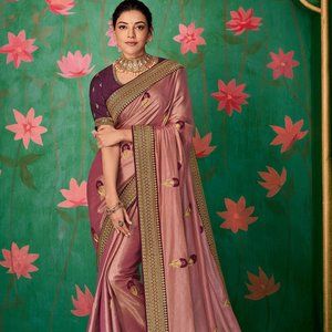 JHEAPS GORGEOUS PINKISH PURPLE RANGOLI DESIGNER SILK SAREE